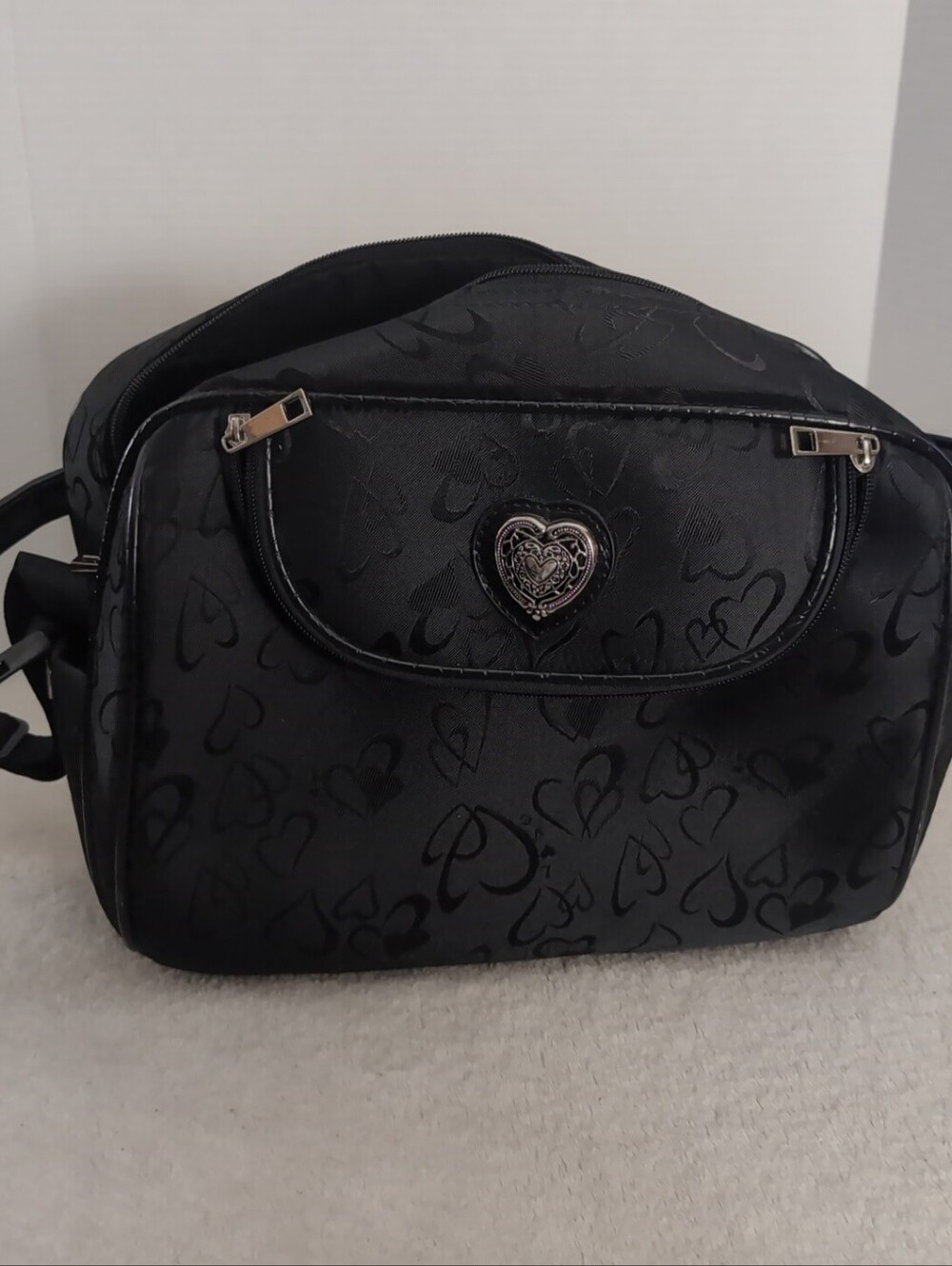 Brighton Black Laptop Bag With Heart Embellishment With Adjustable Strap
